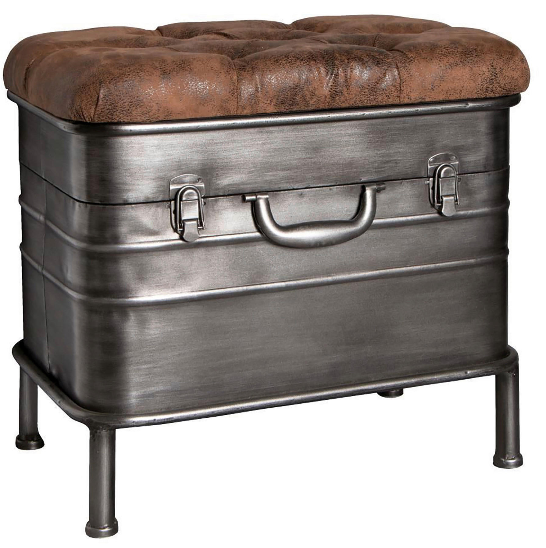 SITZBANK 51/48/34 cm Lederlook Anthrazit, Braun  - Anthrazit/Braun, Design, Textil/Metall (51/48/34cm) - Carryhome