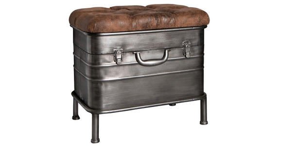 SITZBANK 51/48/34 cm in Anthrazit, Braun - Anthrazit/Braun, Design, Textil/Metall (51/48/34cm) - Carryhome
