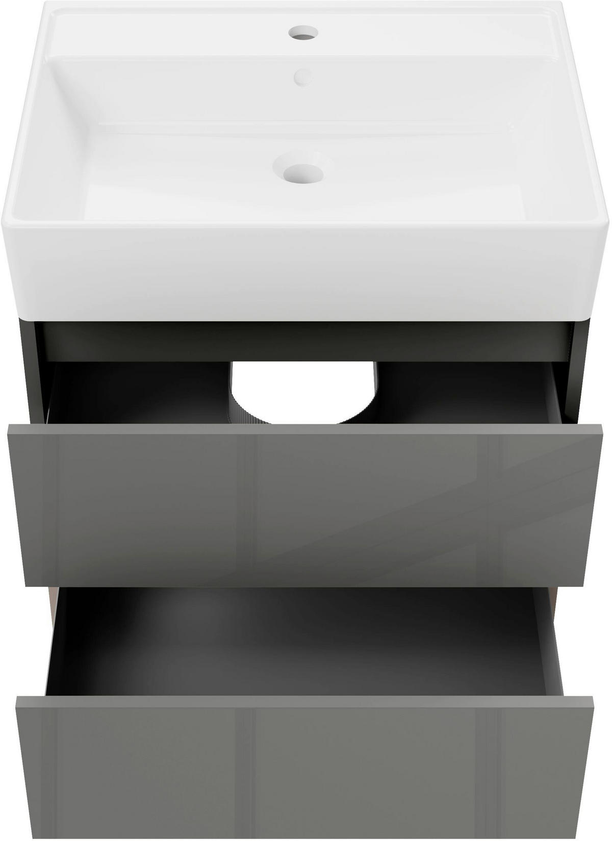 WASCHTISCHKOMBI 61,5 cm  - Anthrazit/Schwarz, MODERN, Keramik/Holzwerkstoff (61,5cm) - Voleo