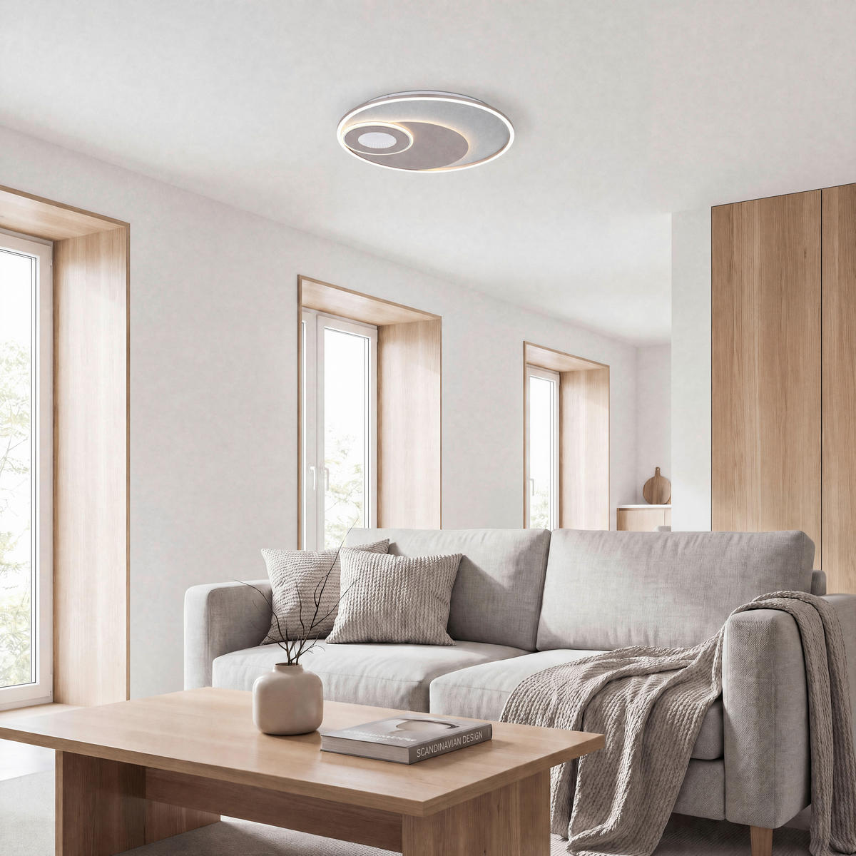 LED-DECKENLEUCHTE Erdut 50/5 cm   - Champagner/Silberfarben, Design, Kunststoff/Metall (50/5cm) - Novel