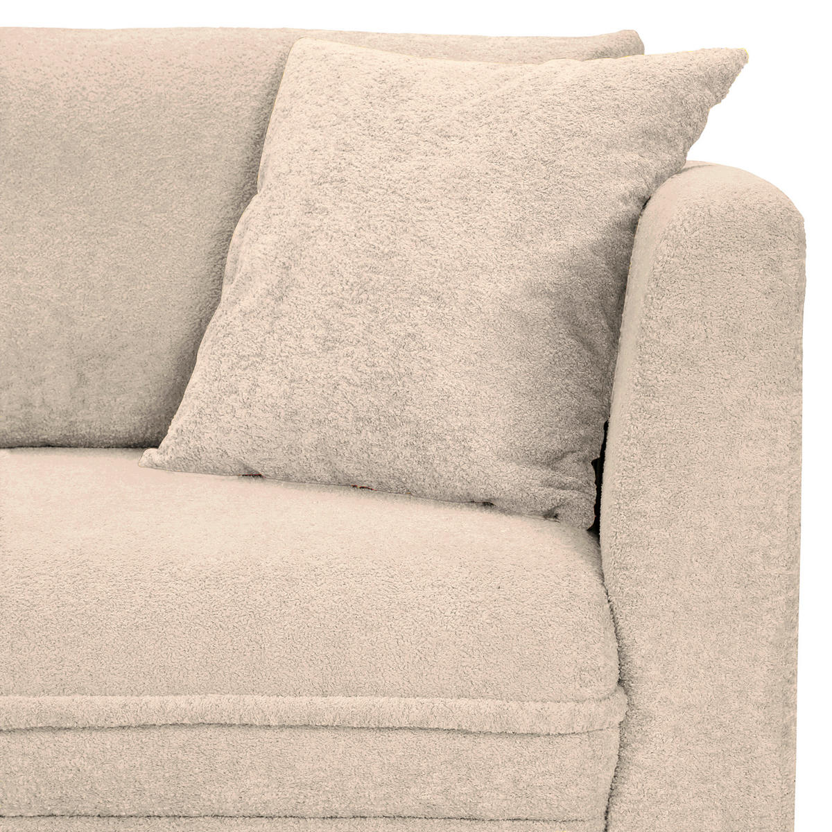 ECKSOFA Beige Plüsch Zierkissen, Rückenkissen, Bettkasten, Schlaffunktion, Rücken echt, Liegefläche im Originalstoff  - Beige/Schwarz, MODERN, Kunststoff/Textil (246/178cm) - Carryhome