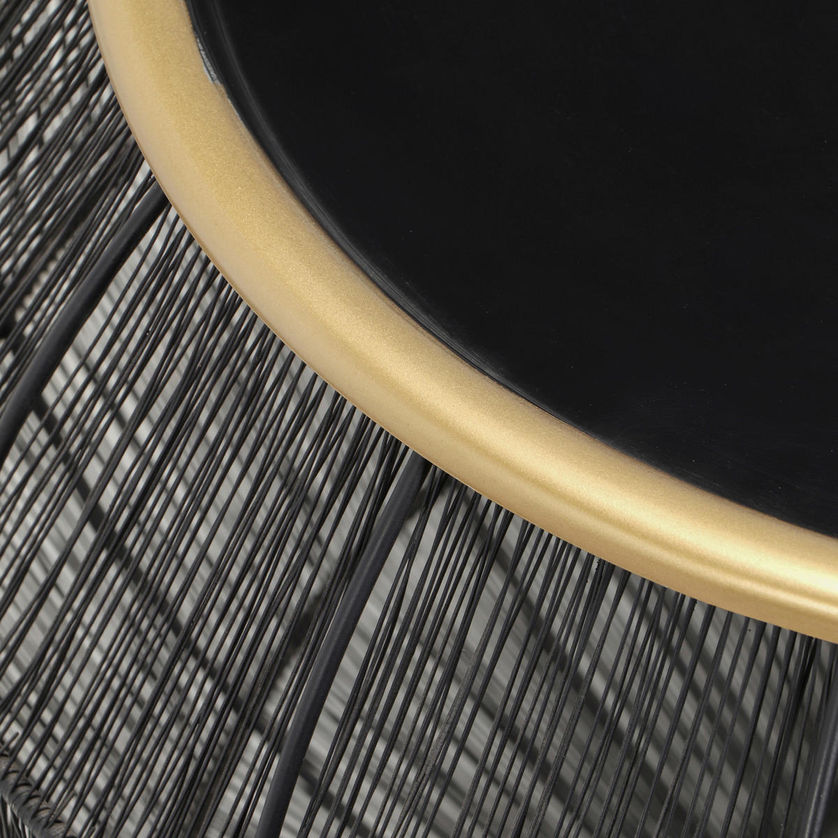 BEISTELLTISCHSET rund Schwarz, Goldfarben  - Goldfarben/Schwarz, MODERN, Metall - Milino