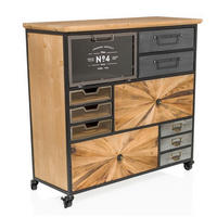 ŠIROKÁ KOMODA, 88/84/34 cm - černá/přírodní barvy, Moderní, kov/dřevo (88/84/34cm) - MID.YOU