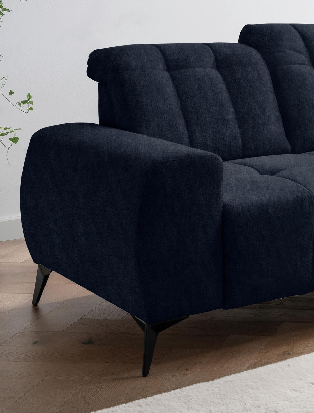 ECKSOFA Dunkelblau Mikrofaser  - Schwarz/Dunkelblau, MODERN, Textil/Metall (261/200cm) - Livetastic