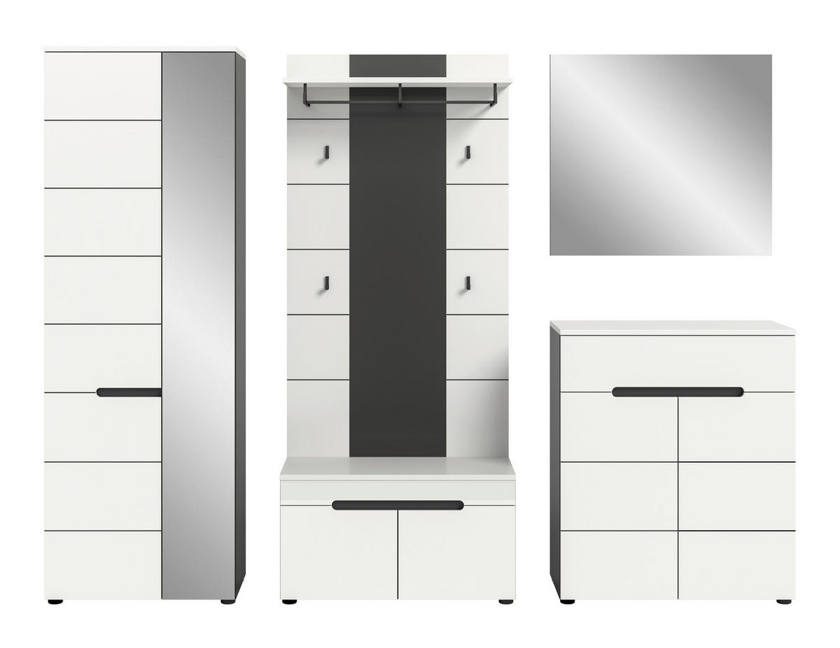 ŠATNA, 255/190/37 cm - šedá/bílá, Design, kompozitní dřevo (255/190/37cm) - Livetastic