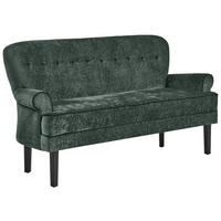 SITZBANK in Holz, Textil Grün, Schwarz  - Schwarz/Grün, Lifestyle, Holz/Textil (180/91/75cm) - Valdera