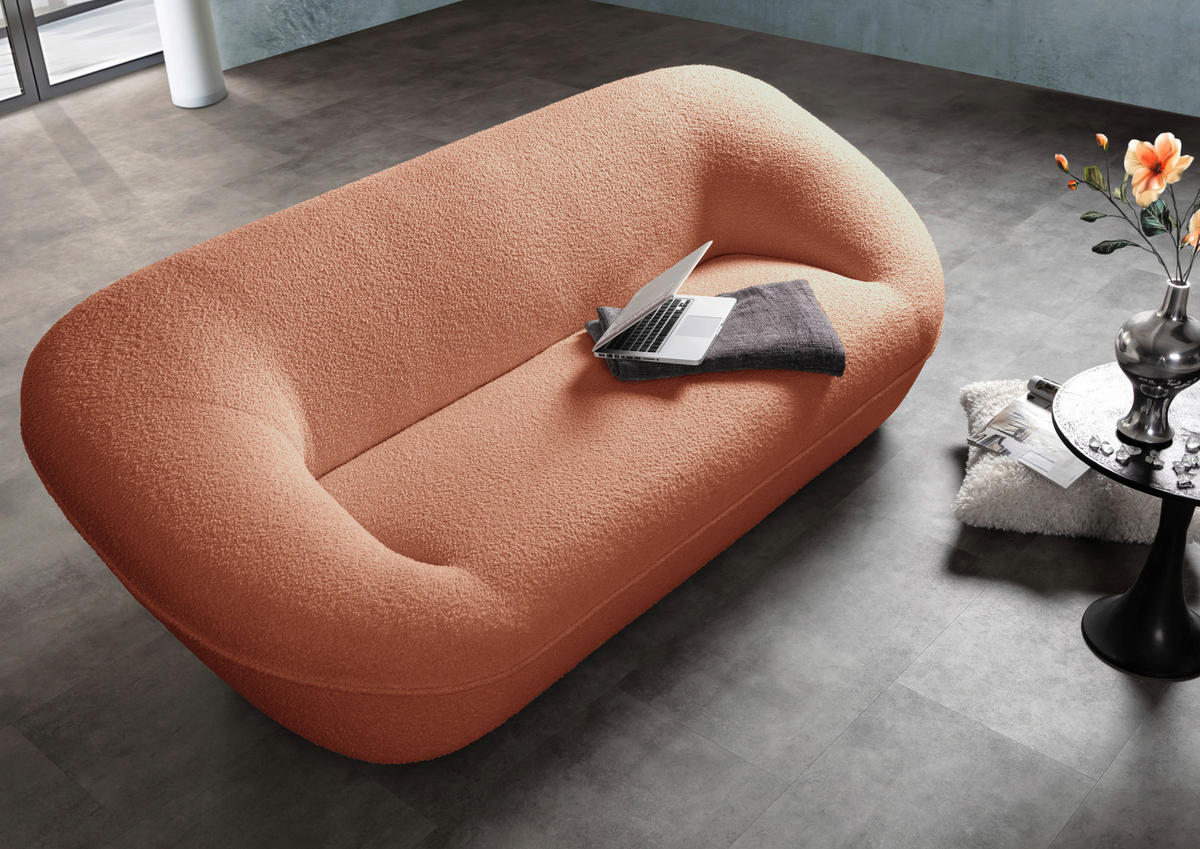 2-SITZER-SOFA in Flachgewebe Rostfarben  - Rostfarben/Schwarz, KONVENTIONELL, Kunststoff/Textil (223/79/94cm) - Carryhome