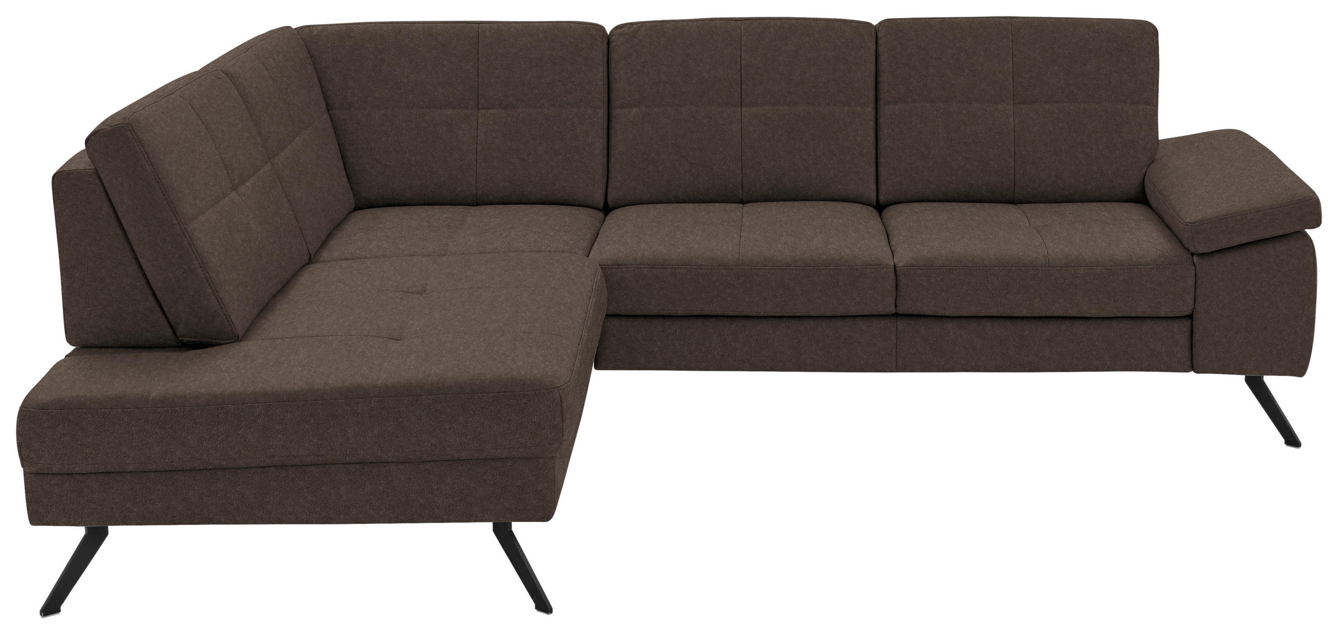 ECKSOFA in Lederlook, Mikrofaser Dunkelbraun  - Dunkelbraun/Schwarz, Design, Textil/Metall (194/261cm) - Beldomo System