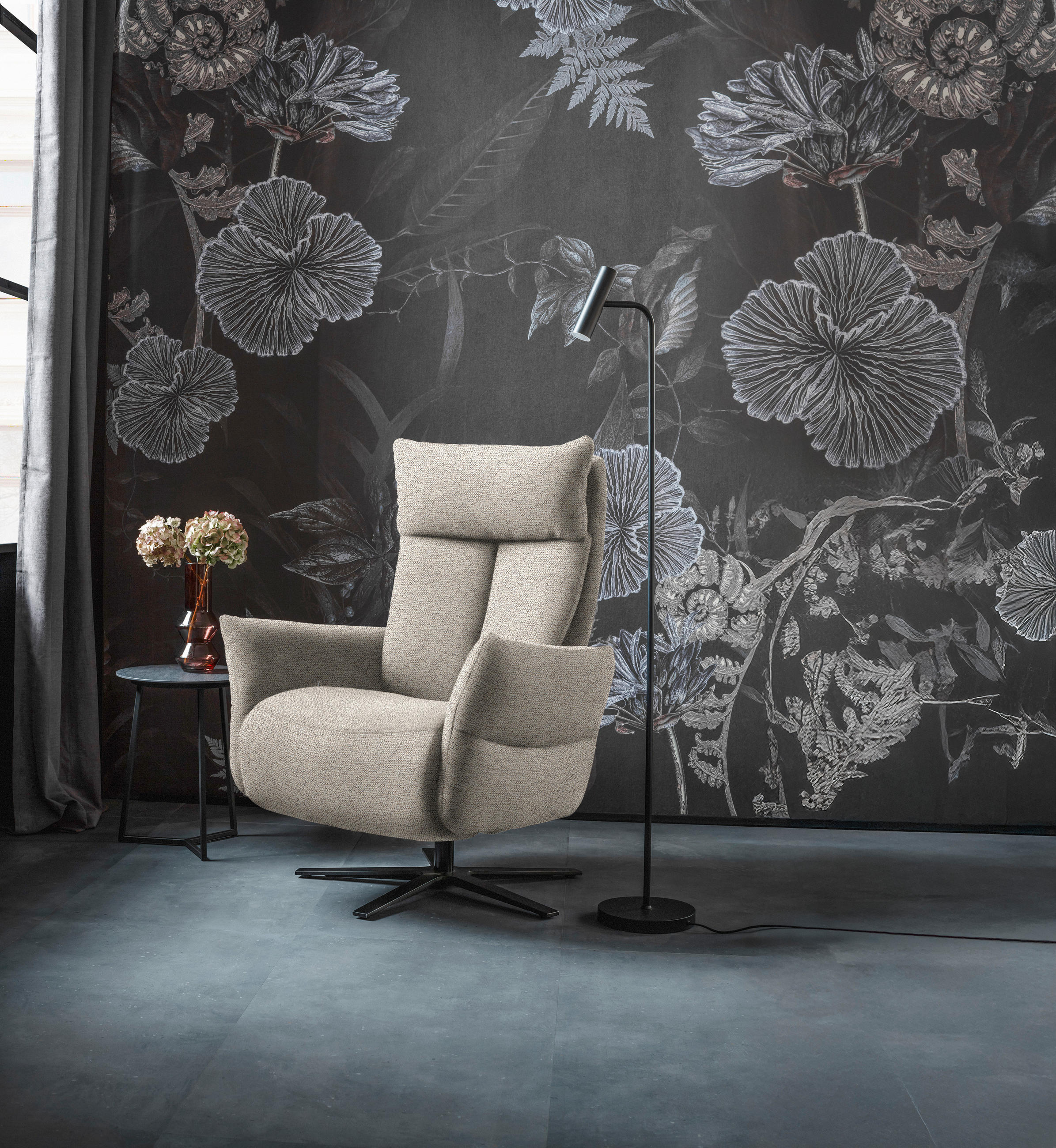 FERNSEHSESSEL Chenille Beige  - Beige/Schwarz, Design, Textil/Metall (74/115/85cm) - Schöner Wohnen