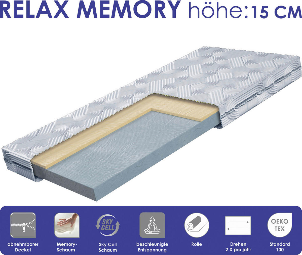 TASCHENFEDERKERNMATRATZE 120/200 cm Höhe ca. 15 cm  item.attr('328-538'),[ ]} - Weiß, Basics, Textil (120/200cm) - Boxxx