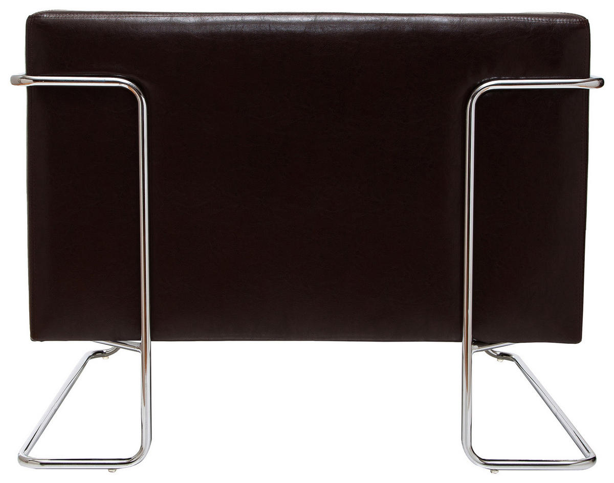 DESIGNSESSEL Lederlook Dunkelbraun    - Chromfarben/Dunkelbraun, MODERN, Textil/Metall (88/74/74cm) - MID.YOU