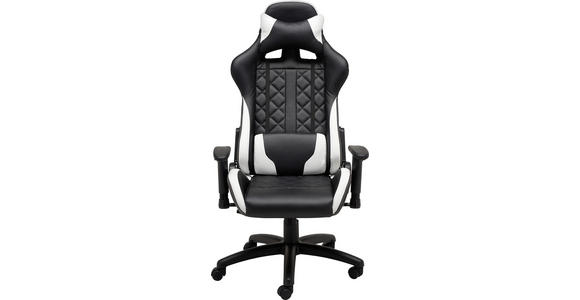 GAMINGSTUHL  in Lederlook Schwarz, Weiß  - Schwarz/Weiß, Design, Kunststoff/Textil (70/129-138/59cm) - Xora