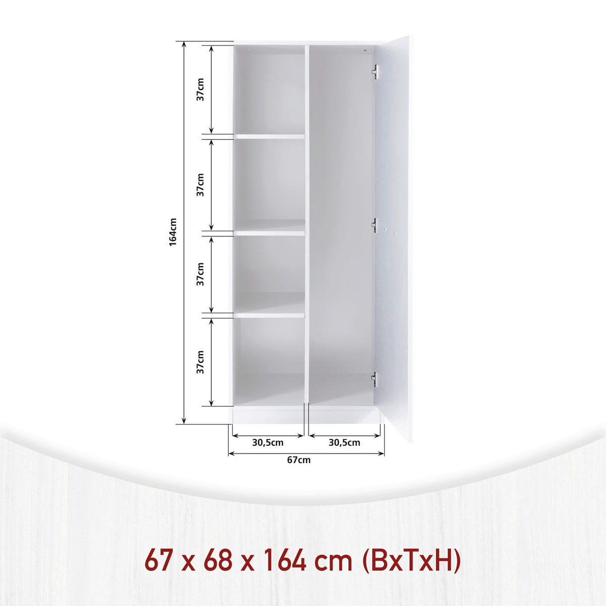 MEHRZWECKSCHRANK 67/164/68 cm  in Weiß  - Silberfarben/Weiß, MODERN, Holzwerkstoff/Metall (67/164/68cm) - home24