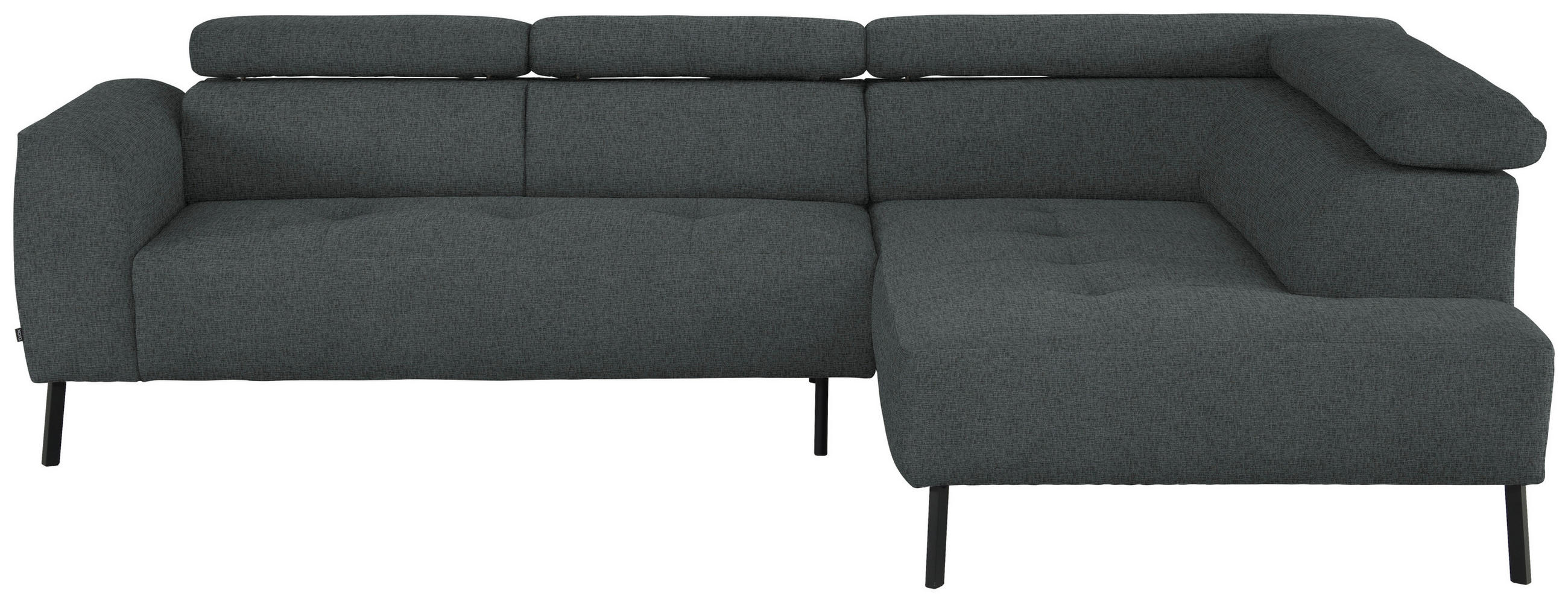 ECKSOFA  in Chenille Grau  280/205 cm  - Schwarz/Grau, Design, Textil/Metall (280/205cm) - Xora