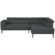 ECKSOFA in Chenille Grau  280/205 cm  - Schwarz/Grau, Design, Textil/Metall (280/205cm) - Xora