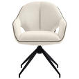 ARMLEHNSTUHL  Sitzfläche 360° drehbar, automatische Rückholfunktion Leinenoptik  - Creme/Schwarz, Design, Textil/Metall (62/85/64cm) - Novel