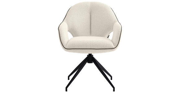 ARMLEHNSTUHL  Sitzfläche 360° drehbar, automatische Rückholfunktion Leinenoptik  - Creme/Schwarz, Design, Textil/Metall (62/85/64cm) - Novel
