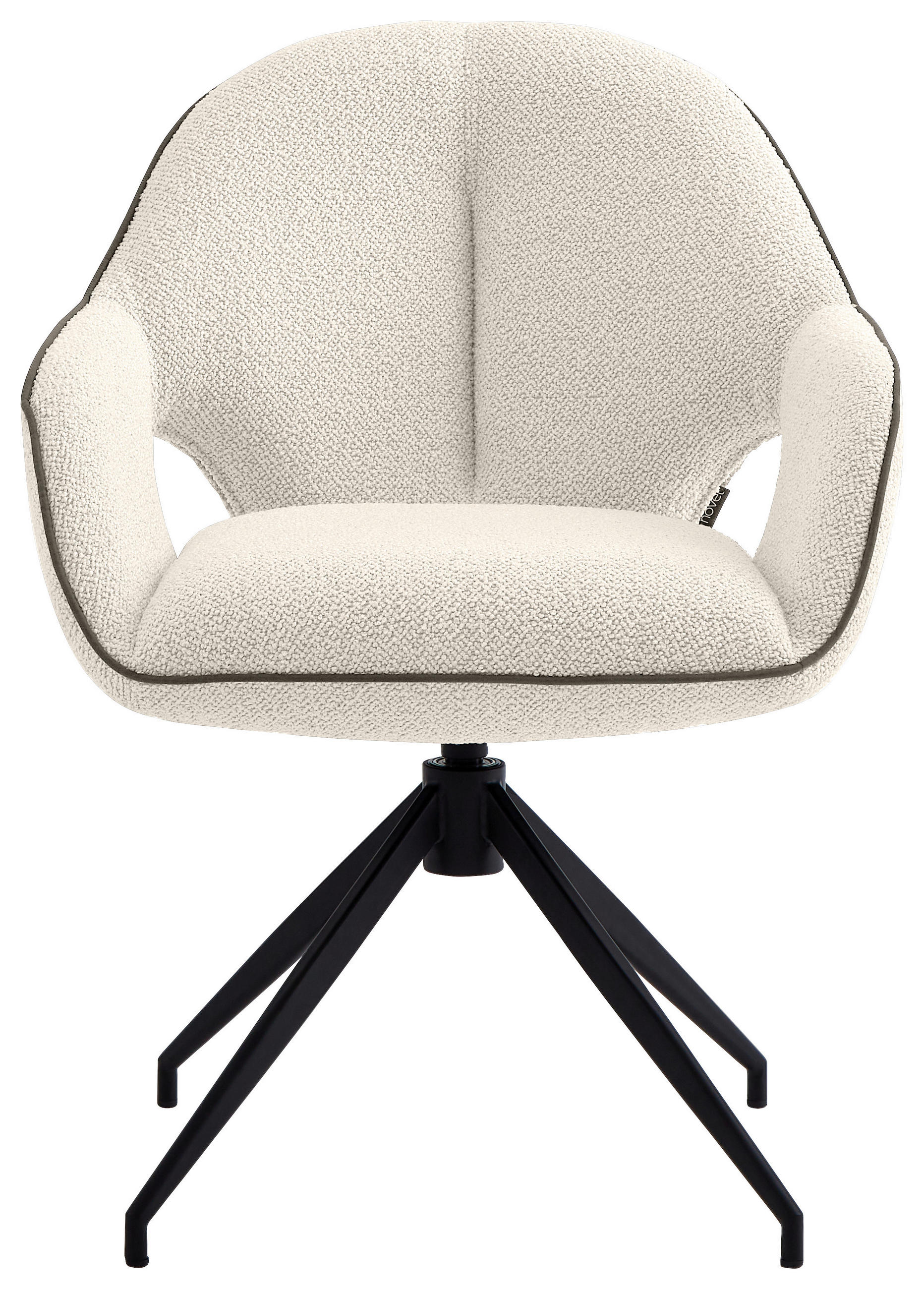 ARMLEHNSTUHL  in Eisen Leinenoptik  - Creme/Schwarz, Design, Textil/Metall (62/85/64cm) - Novel