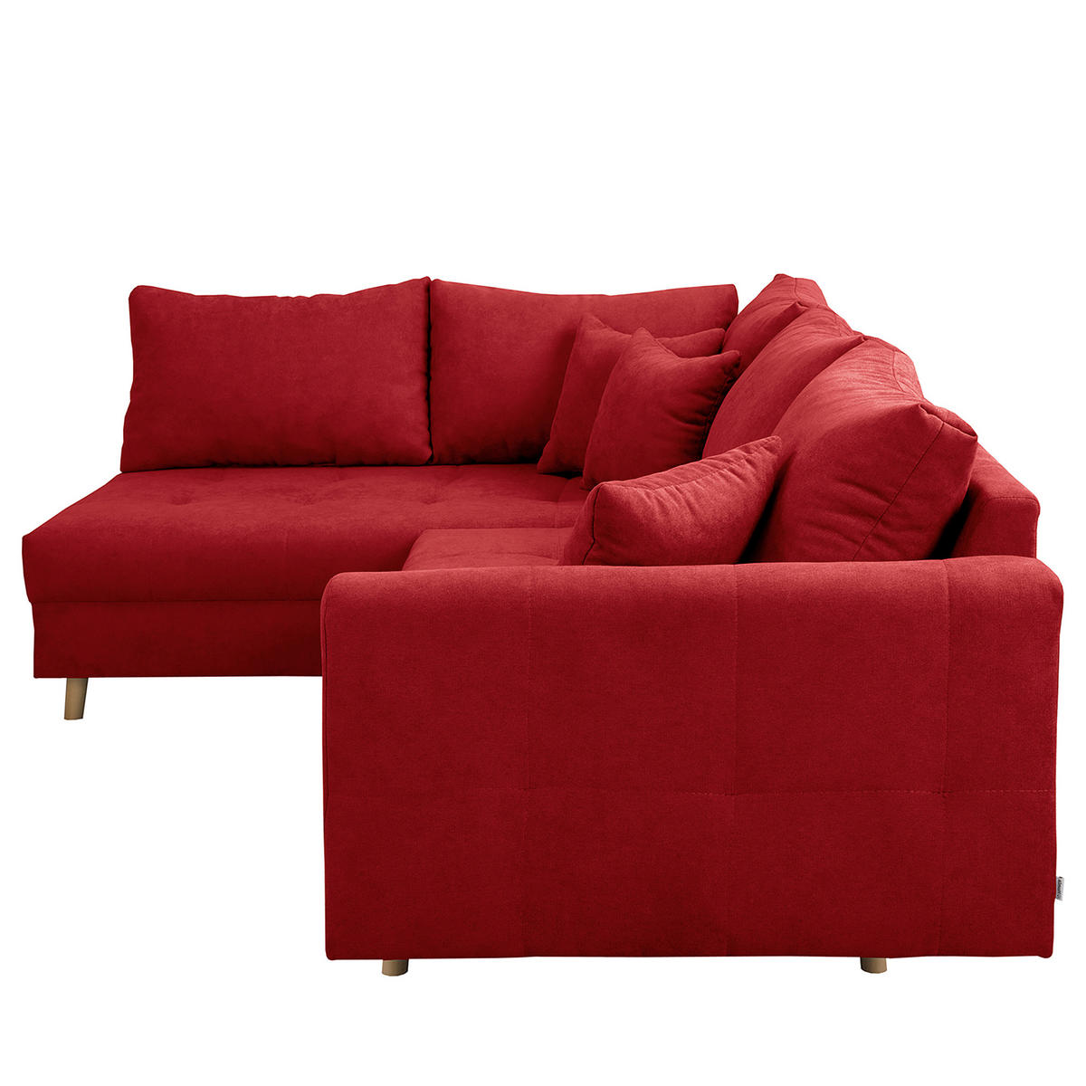 ECKSOFA Ariella in Mikrofaser Rot  161/231 cm  - Rot/Naturfarben, Design, Holz/Textil (161/231cm) - Livetastic