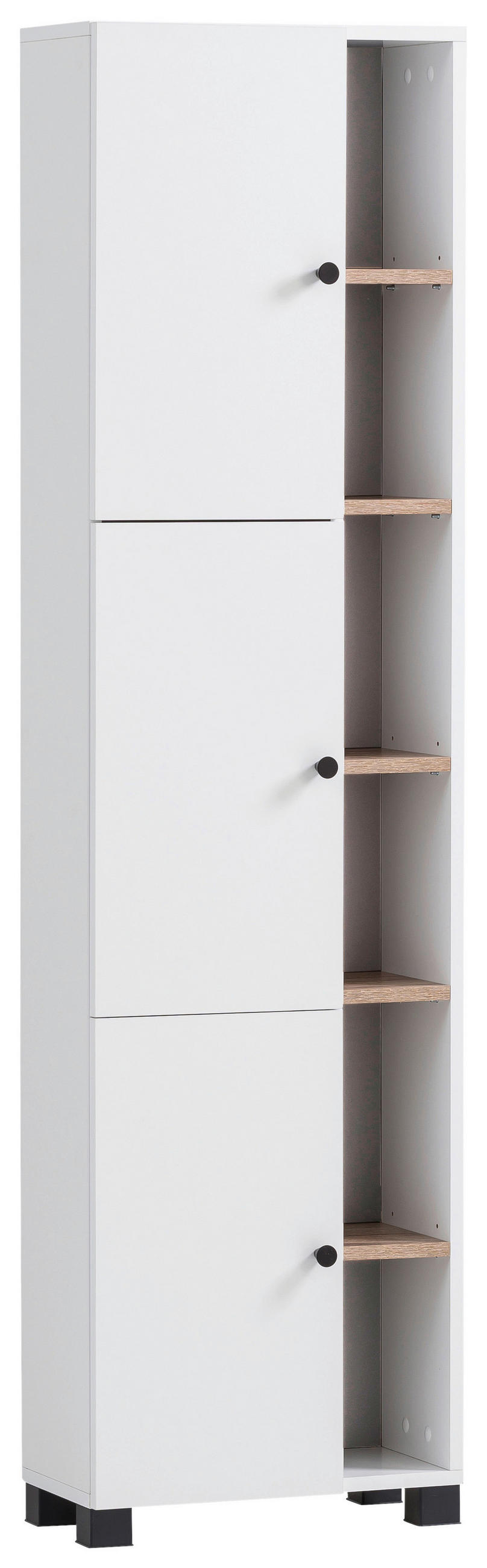Mid.you Hochschrank Lugo Wildeiche, Weiß 45x168x23.4 cm