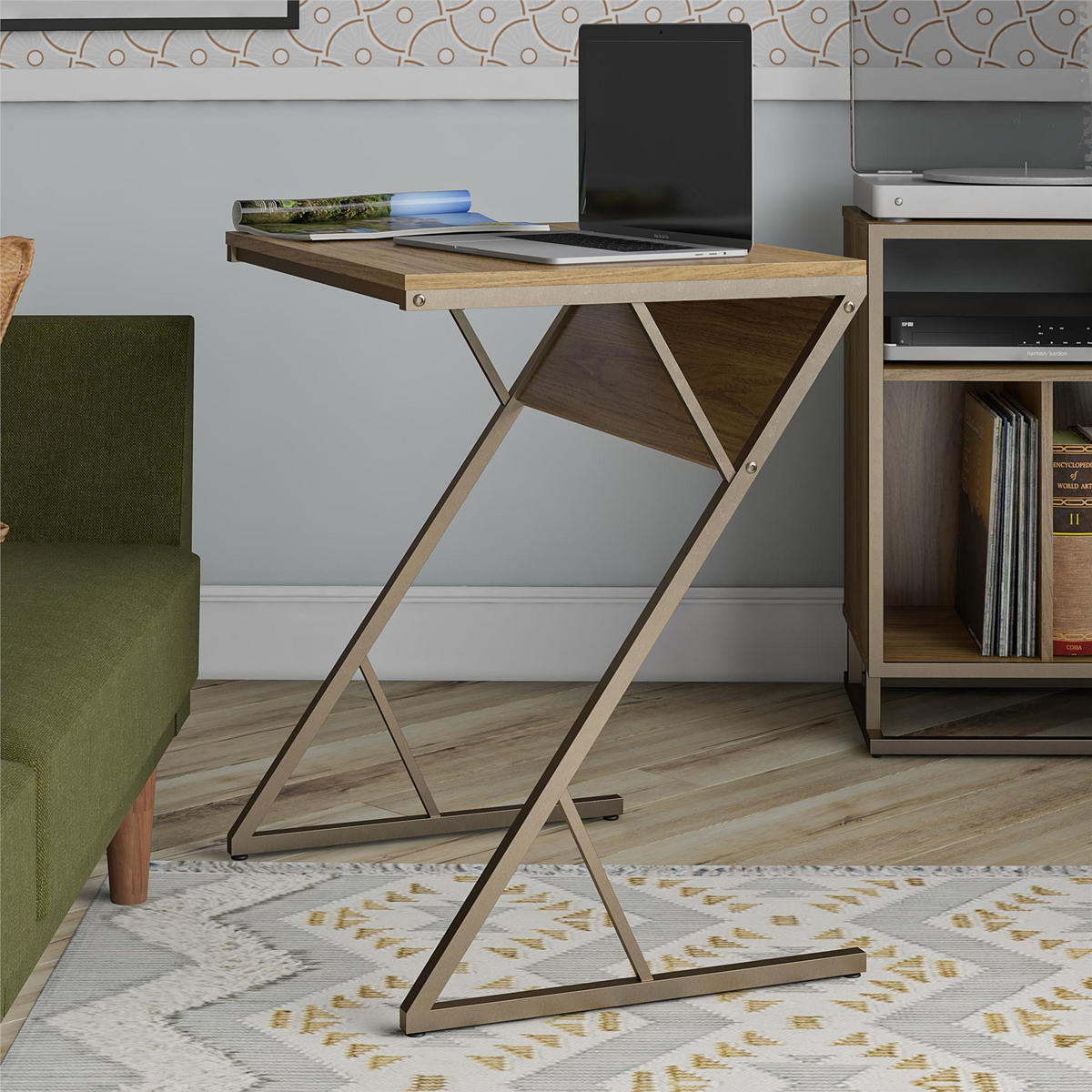 SCHREIBTISCH 64/72/49 cm  in Messingfarben, Walnussfarben  - Messingfarben/Walnussfarben, Design, Holzwerkstoff (64/72/49cm) - MID.YOU
