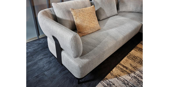ECKSOFA in Flachgewebe Hellgrau 302/237 cm - Hellgrau/Schwarz, Design, Textil/Metall (302/237cm) - Dieter Knoll