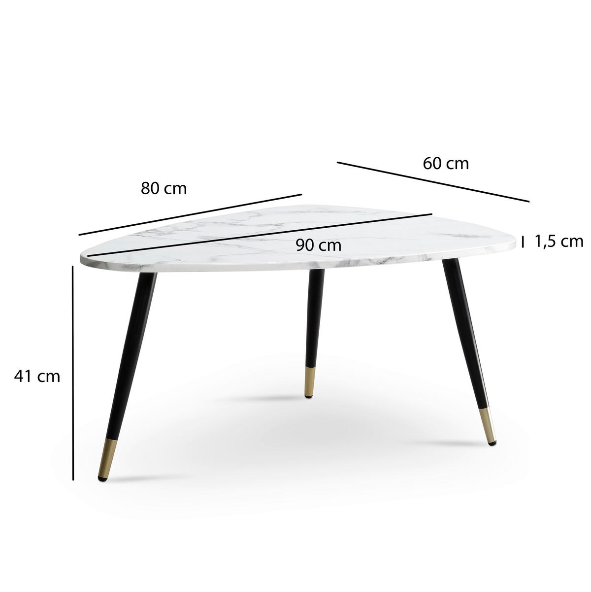 KONFERENČNÝ STOLÍK, biela, kompozitné drevo, 90/60/41 cm - čierna/biela, Design, kov/kompozitné drevo (90/60/41cm) - MID.YOU