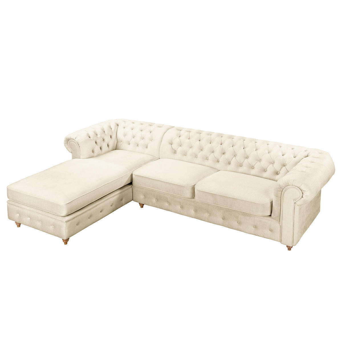ECKSOFA Laura in Mikrofaser Creme  182/284 cm  - Creme/Braun, Design, Holz/Textil (182/284cm) - P & B