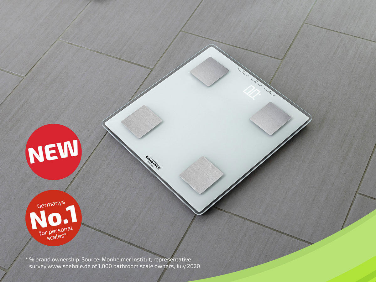 PERSONENWAAGE Shape Sense  - Weiß, Basics, Glas (30/30/2,4cm) - Soehnle