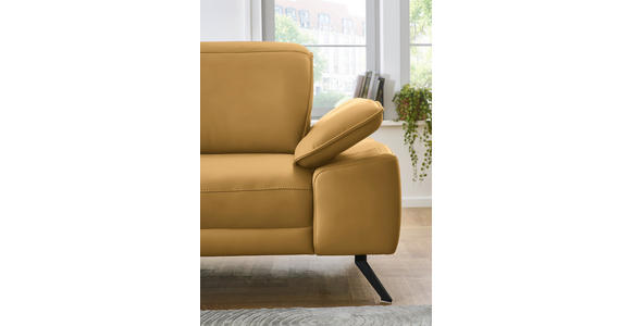 ECKSOFA in Echtleder Gelb 193/332 cm - Gelb/Schwarz, Design, Leder/Metall (193/332cm) - Dieter Knoll