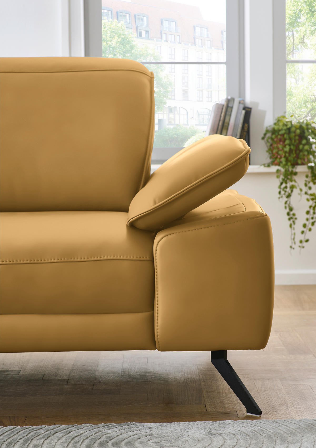 ECKSOFA in Echtleder Gelb  - Gelb/Schwarz, Design, Leder/Metall (193/332cm) - Dieter Knoll