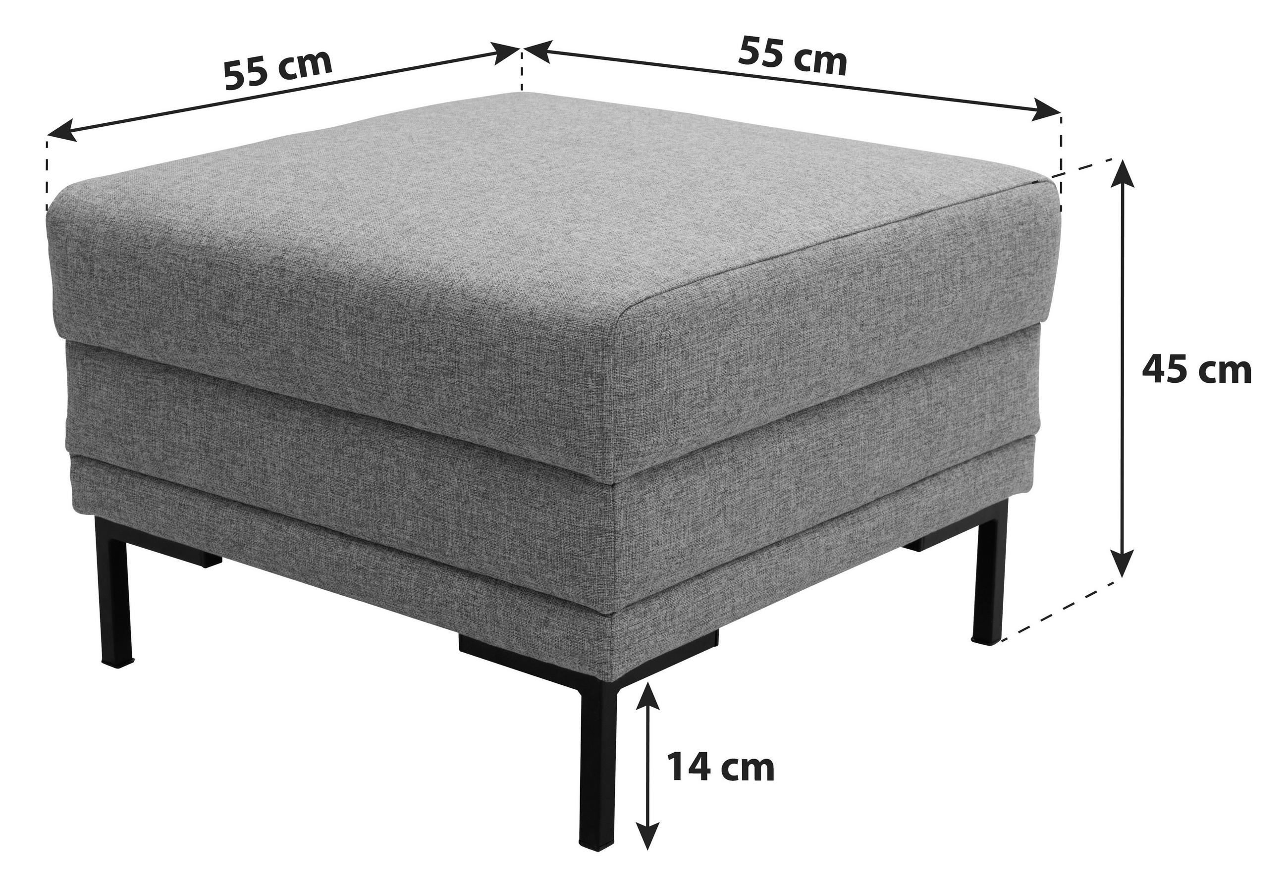 HOCKER Webstoff Grau  - Schwarz/Grau, Design, Textil/Metall (55/45/55cm) - LOOKS by W.Joop