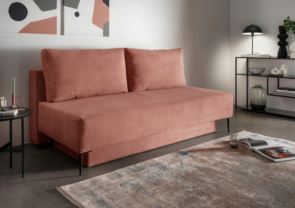SCHLAFSOFA in Cord Rot, Koralle  - Koralle/Rot, Modern, Textil/Metall (198/90/100cm) - Livetastic