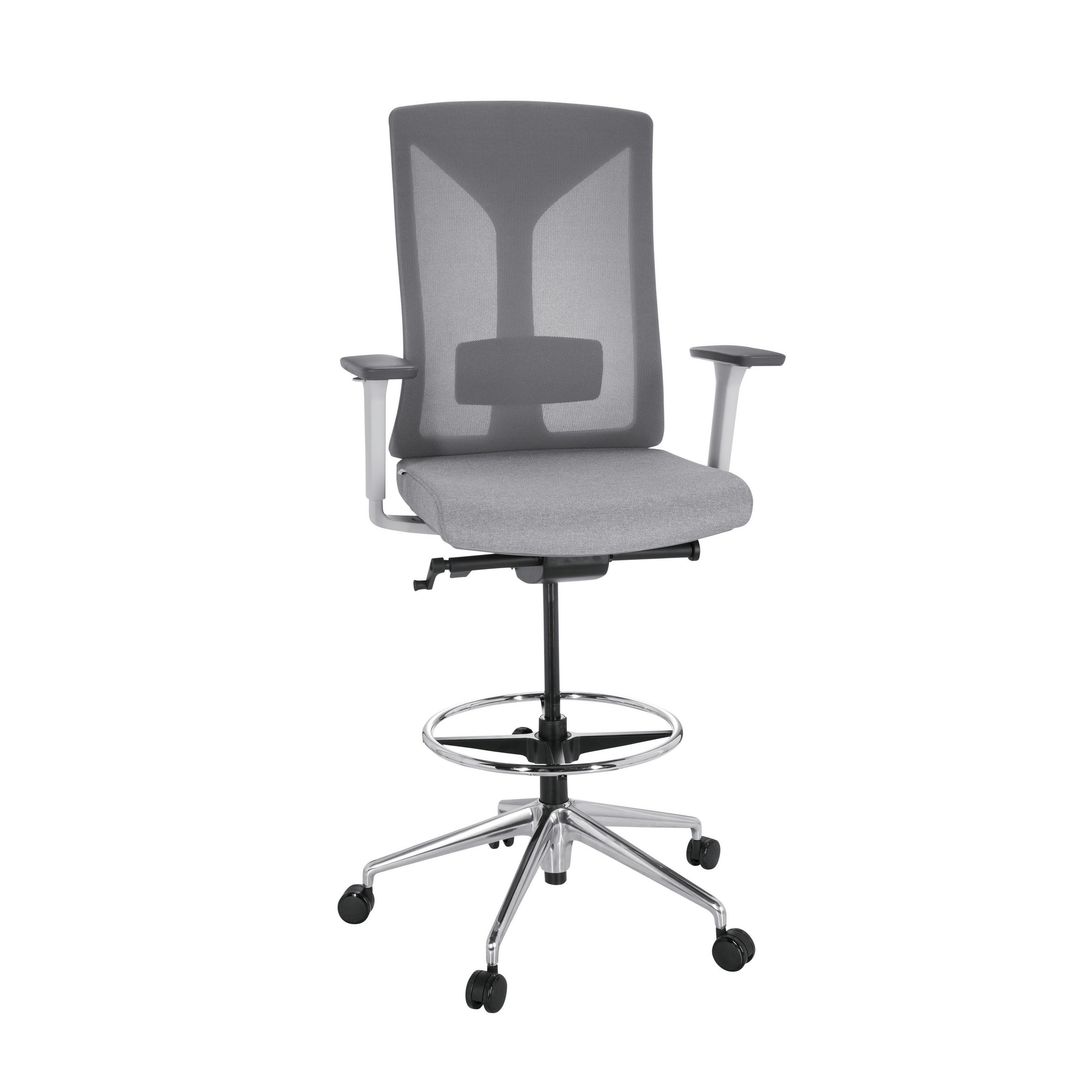OTOČNÁ ŽIDLE, síťovina, plochá tkanina, šedá - šedá/barvy stříbra, Basics, kov/textil (68/122/60cm) - MID.YOU