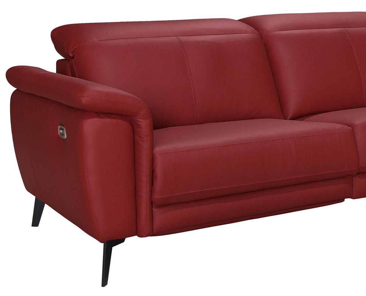 ECKSOFA Rot Echtleder  - Rot/Schwarz, MODERN, Leder/Holz (276/174cm) - Livetastic
