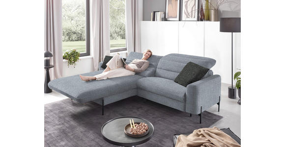 ECKSOFA in Flachgewebe Blaugrau 191/252 cm - Blaugrau/Schwarz, Design, Textil/Metall (191/252cm) - Dieter Knoll