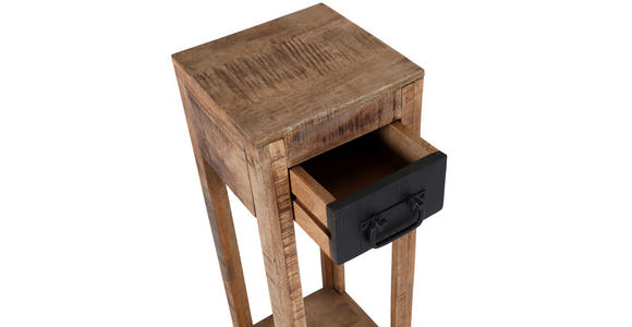 BEISTELLTISCH 27,5/27,5/80 cm Mangoholz massiv Braun, Schwarz quadratisch - Schwarz/Braun, LIFESTYLE, Holz (27,5/27,5/80cm) - Landscape
