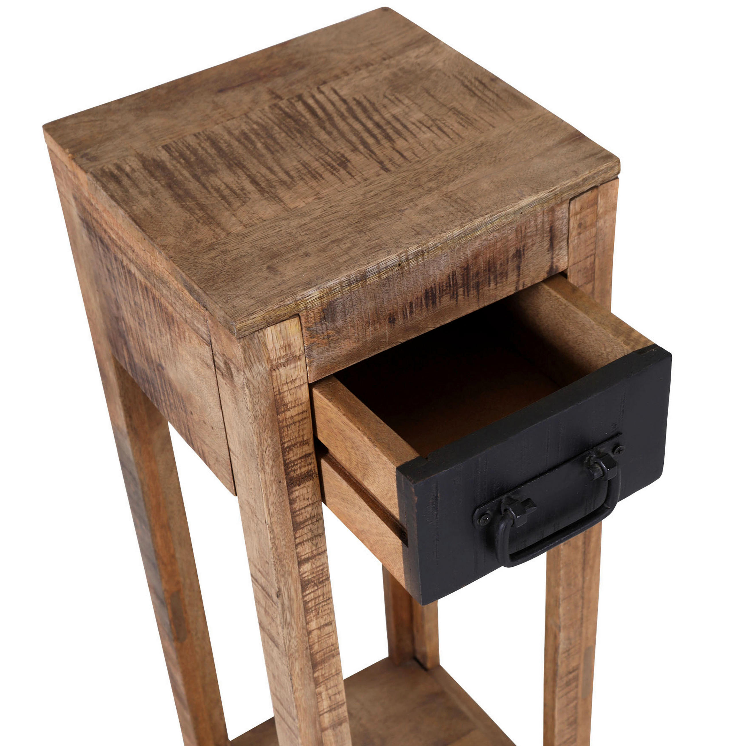 BEISTELLTISCH 27,5/27,5/80 cm Mangoholz massiv Braun, Schwarz quadratisch  - Schwarz/Braun, LIFESTYLE, Holz (27,5/27,5/80cm) - Landscape