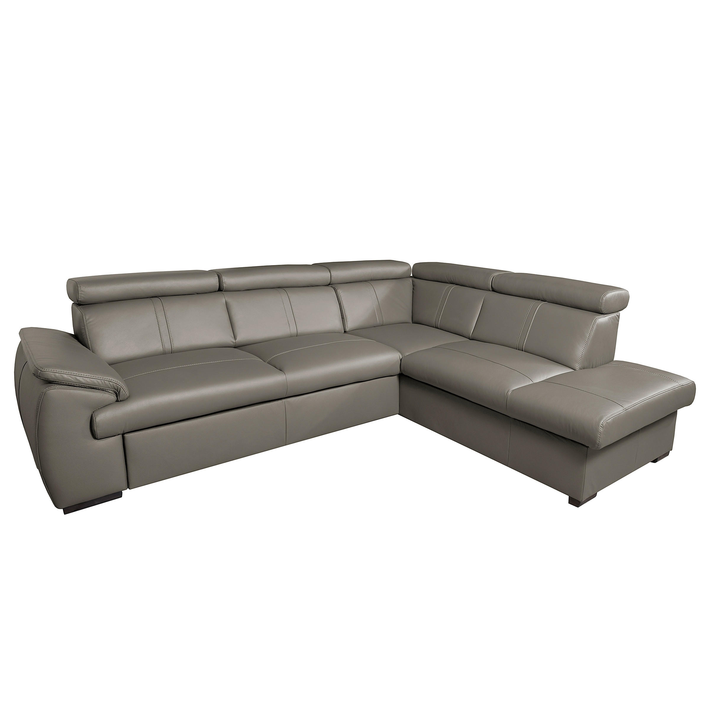 ECKSOFA  in Echtleder Schlammfarben  - Wengefarben/Schlammfarben, Design, Leder/Holz (265/211cm) - Livetastic