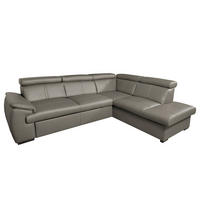 ECKSOFA  in Echtleder Schlammfarben  - Wengefarben/Schlammfarben, Design, Leder/Holz (265/211cm) - Livetastic