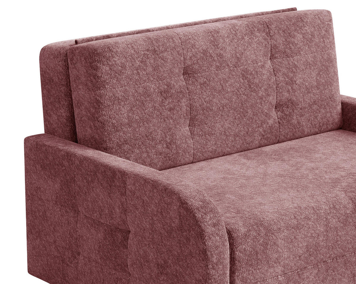 SCHLAFSOFA Chenille Beere  inkl. Bettkasten, Schlaffunktion, Rücken echt, Liegefläche im Originalstoff  - Beere/Schwarz, MODERN, Kunststoff/Textil (190/90/100cm) - Milino