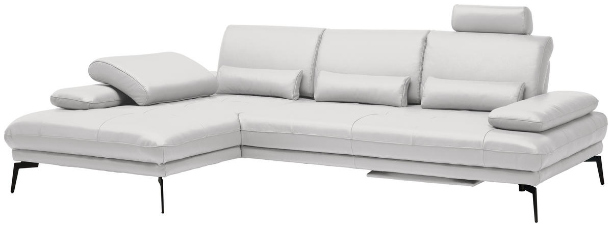 ECKSOFA Weiß Echtleder  - Schwarz/Weiß, Design, Leder/Metall (187/273cm) - Celina Home