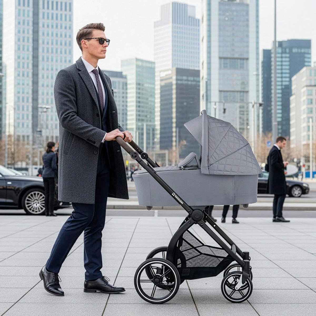 KINDERWAGENSET  FX4 Swing Set  Asphalt Grau  - Schwarz/Grau, Basics, Textil (100/55/130cm) - Gesslein