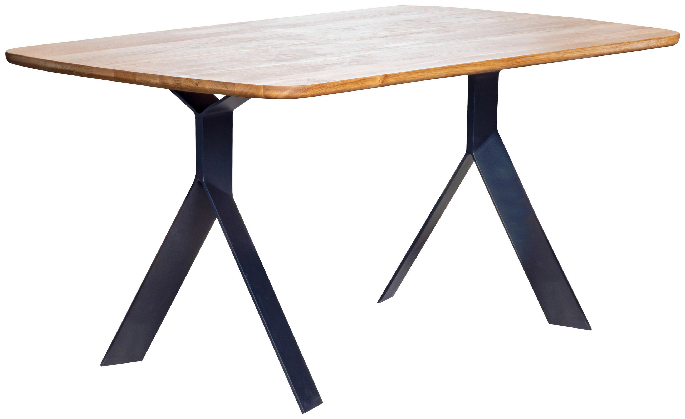 ESSTISCH Echtholz  Holz, Metall Eichefarben  - Eichefarben/Schwarz, MODERN, Holz/Metall (160/76/90cm) - Livetastic