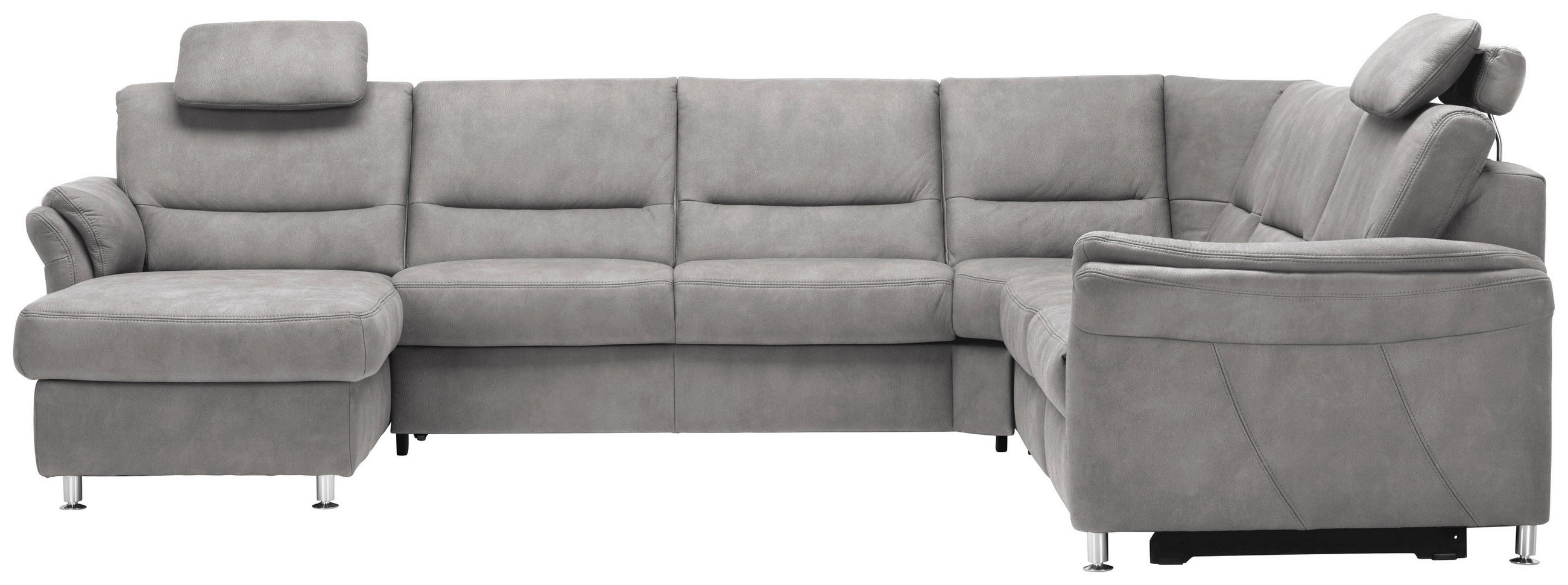 WOHNLANDSCHAFT Mikrofaser Ecru  - Ecru/Alufarben, Konventionell, Textil/Metall (173/330/262cm) - Beldomo System