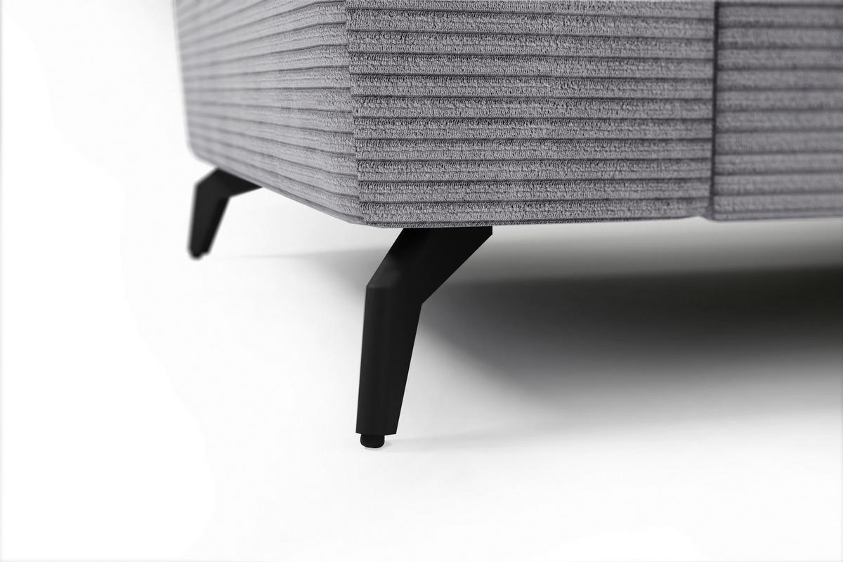 ECKSOFA in Cord Hellgrau  - Hellgrau/Schwarz, Konventionell, Textil/Metall (290/178cm) - Sit & More