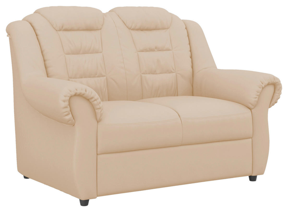 2-SITZER-SOFA in Lederlook Beige  - Beige/Schwarz, KONVENTIONELL, Kunststoff/Textil (145/102/101cm) - Livetastic