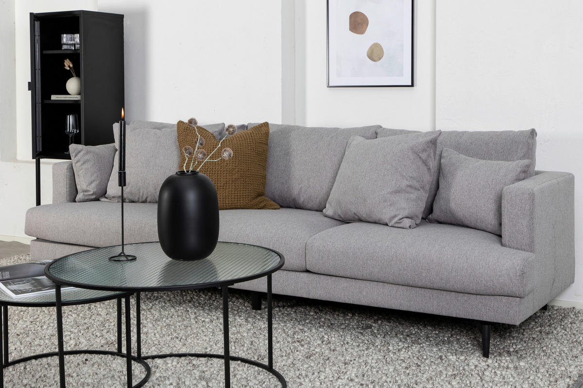 3-SITZER-SOFA Schwarz  - Schwarz/Grau, Design, Holz/Kunststoff (260/86/88cm) - Livetastic