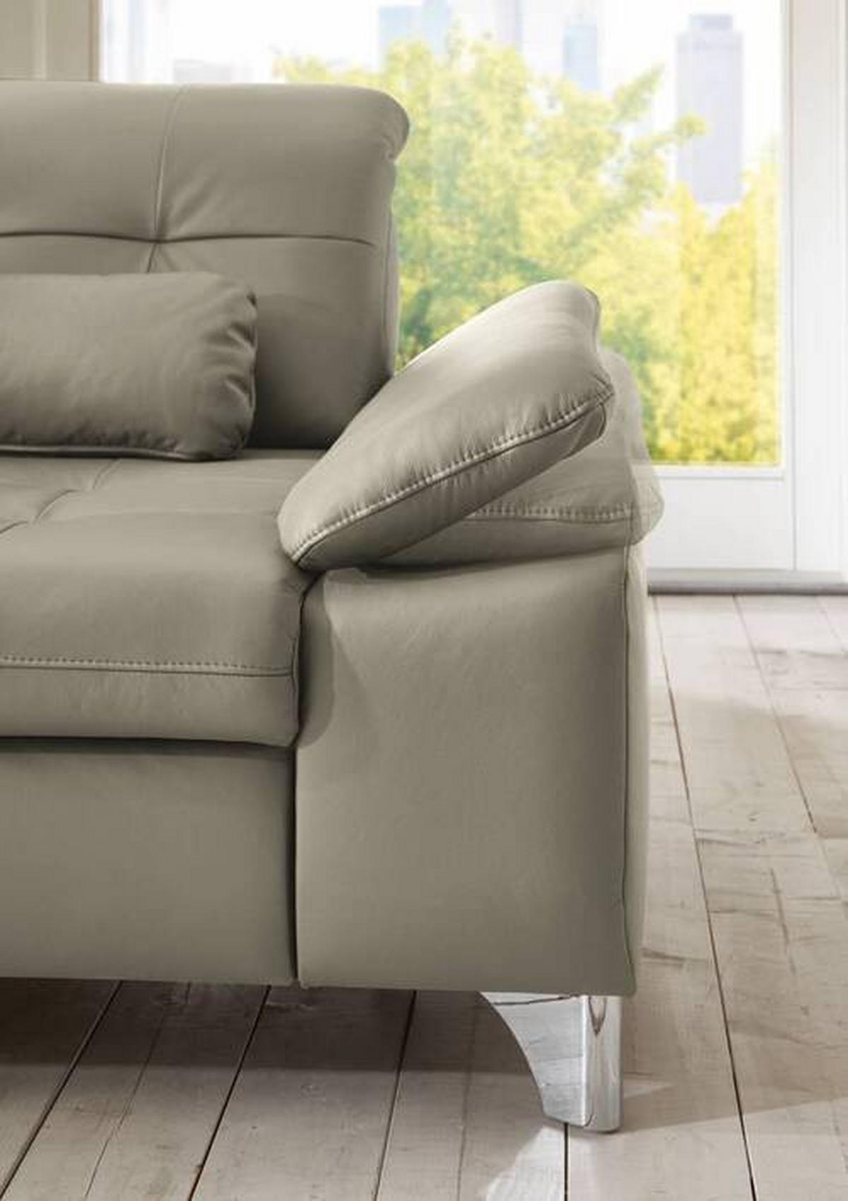 ECKSOFA in Echtleder Hellgrau  211/309 cm  - Hellgrau, Basics, Leder/Metall (211/309cm) - Beldomo Speed