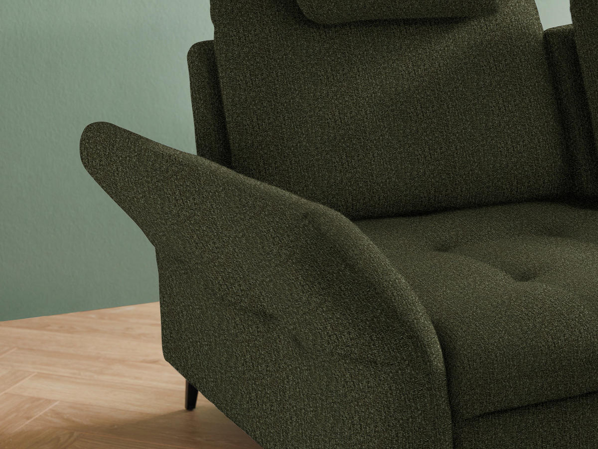 ECKSOFA in Struktur Olivgrün  - Schwarz/Olivgrün, Natur, Textil/Metall (288/233cm) - Valnatura